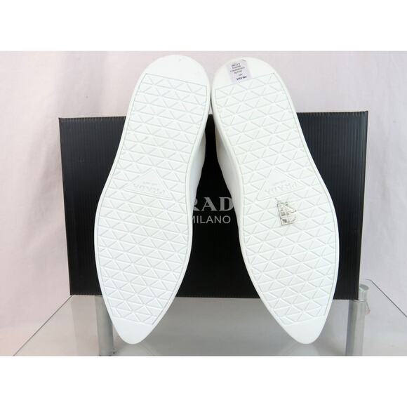 PRADA 1E617M WHITE BLACK POLKA CANVAS LOGO POINTY CAP LOW TOP SNEAKERS 38 ITALY - Picture 14 of 15